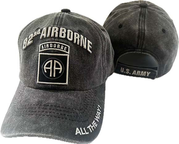 ARMY HAT 82ND AIR WASH BK CAP527B