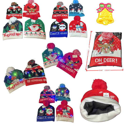 CHRISTMAS BEANIE W/LIGHT H-84~ SOLD BY THE DOZEN