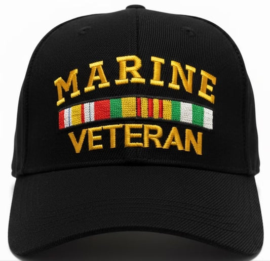 MARINE HAT VETERAN BLACK 298