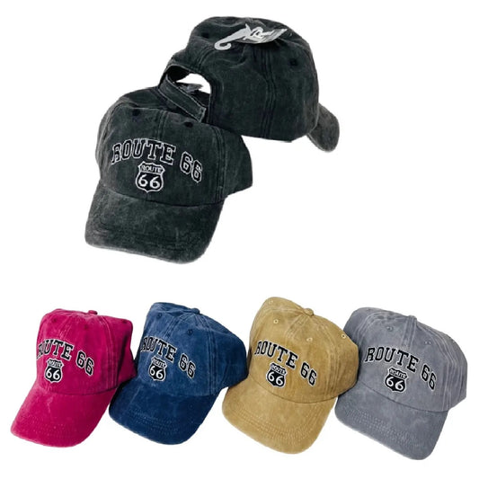 CAP-ROUTE 66 WASHED BK 2725