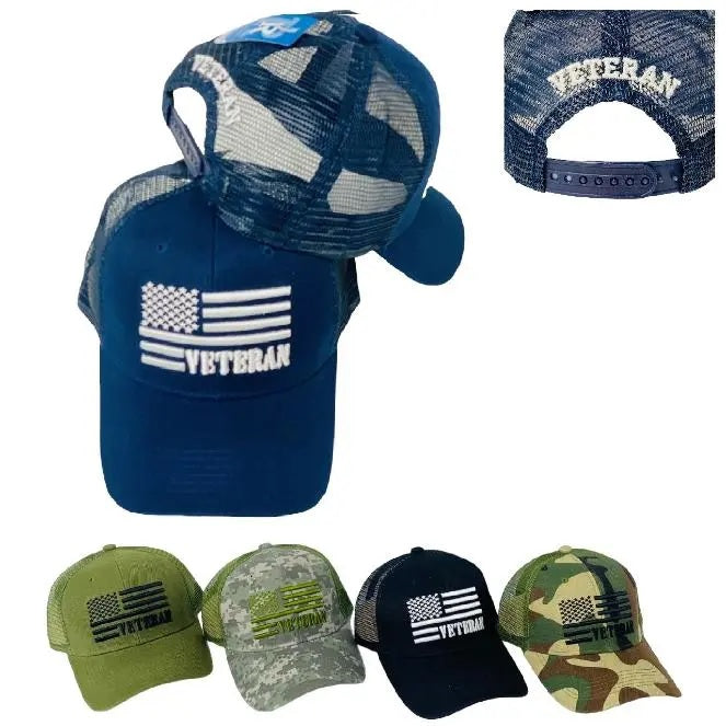 CAP-VETERAN W/FLAG MESH HT2171