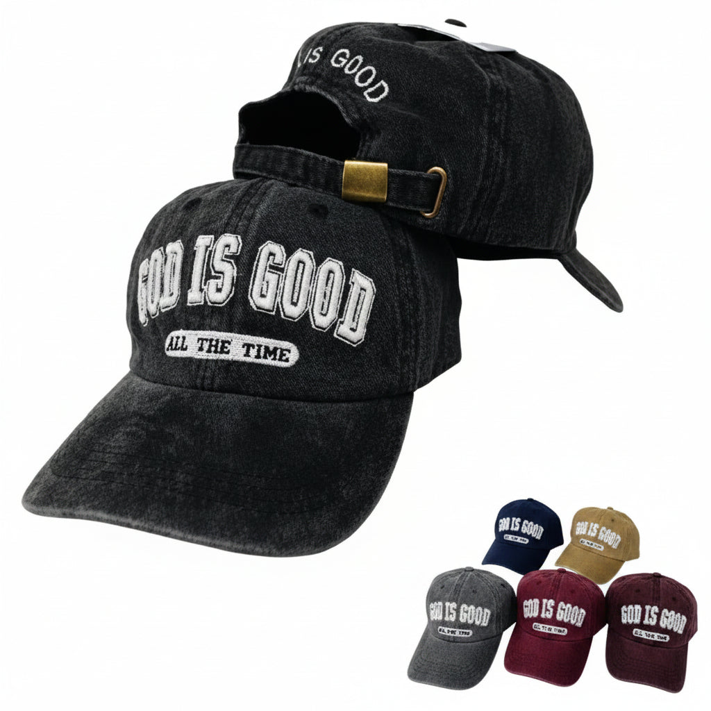 CAP-GOD IS GOOD WASH BK HT2186