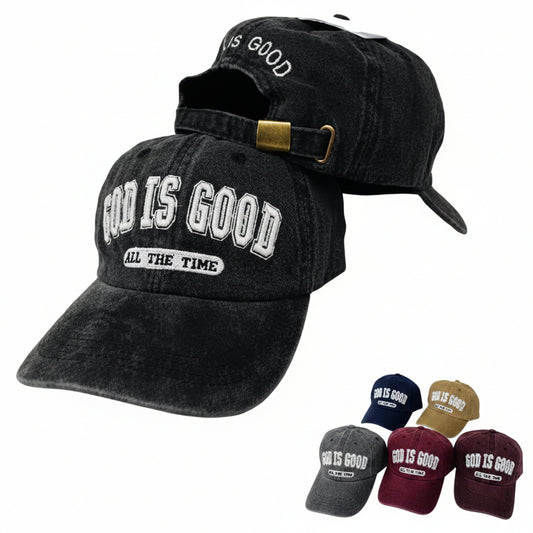 CAP-GOD IS GOOD WASH BK HT2186