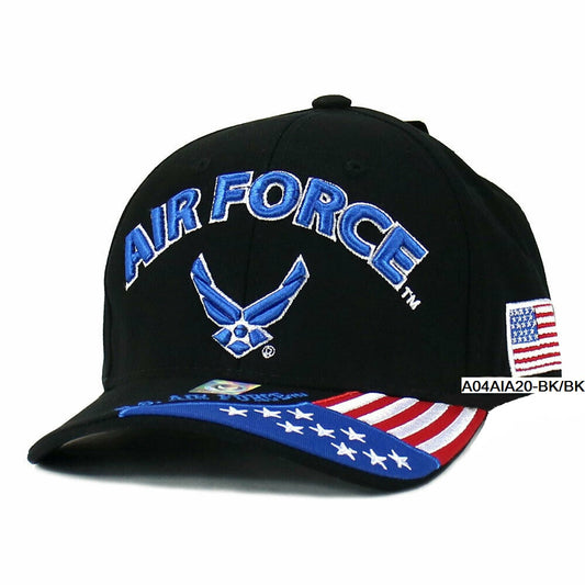 United States Air Force Hat- ''AIR FORCE'' Wing, Flag Bill A04AIA20-BK/BK