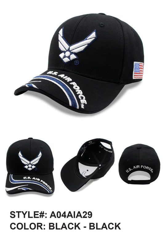 United States Air Force Hat - Wings ''U.S AIR FORCE'' On Bill A04AIA29-BLK