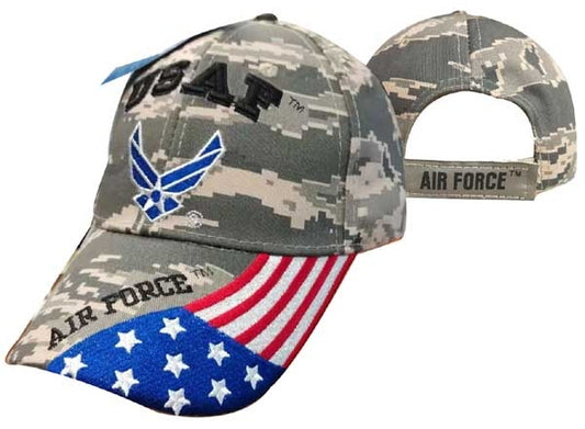 United States Air Force Hat "USAF" Wings w/Flag Bill Digi Camo CAP603GC