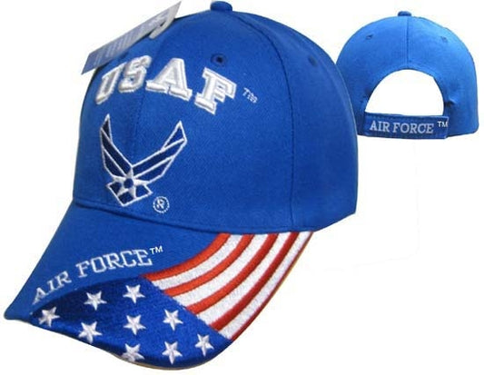 United States Air Force Hat "USAF" Wings w/Flag Bill Royal BL CAP603GA
