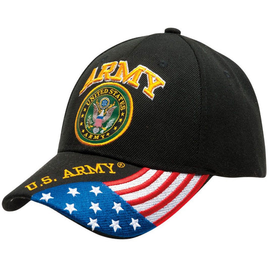 United States Army Military Hat Seal Logo/USA Flag Bill-BK CAP601G