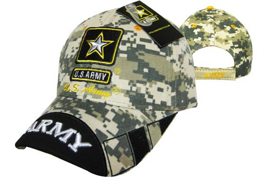 United States Army Military Hat Star Digital /Two-Tone Black Bill CAP601UC
