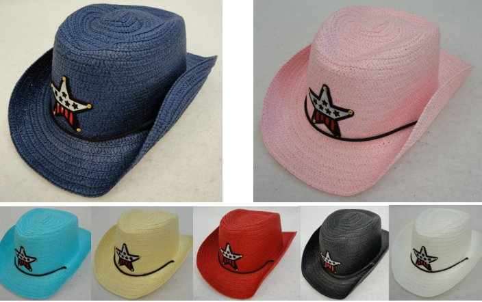 Kids Cowboy Hat w/Sparkle Star SOLD BY THE DOZEN