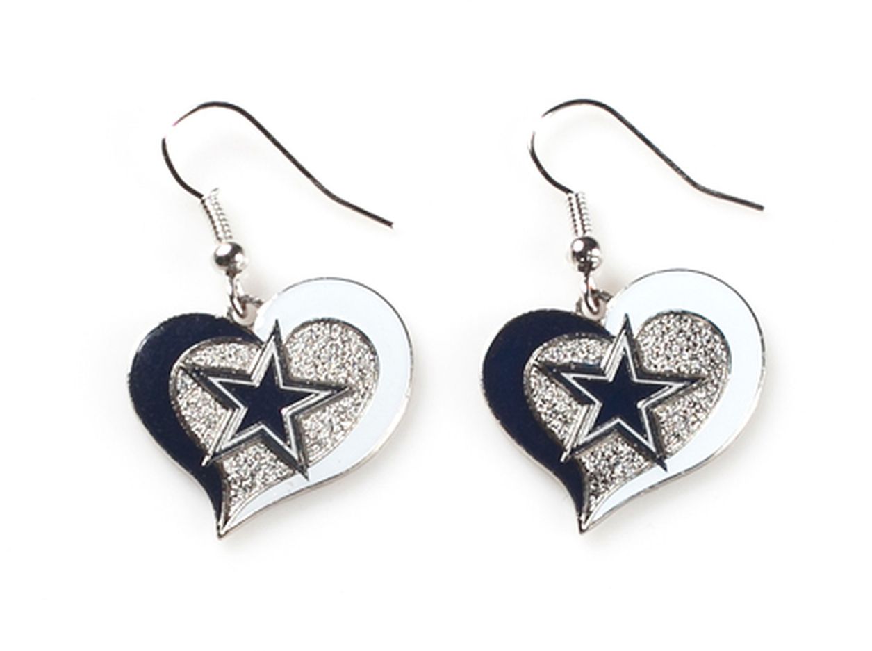 NFL Dallas Cowboys Earrings Heart Swirl