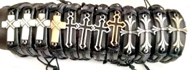 Bracelet - Leather Cross YBT-2503 SOLD BY DOZEN