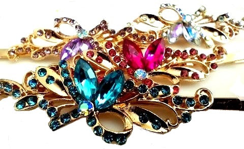Rhinestone Hair Pin - MBR-1160GR8 SOLD BY DOZEN PACK