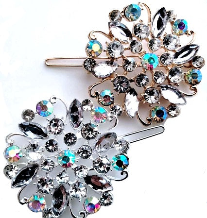 Rhinestone Hair Clip - MCP1728GSC SOLD BY DOZEN PACK