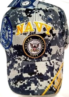 Unites States Navy Military Hat "NAVY" Digital w/Seal (YellowText) CAP602TC