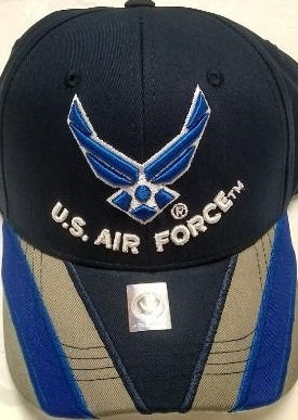 United States Air Force Wings Hat Blue/Grey Striped Bill - NV A04AIA18-NAV