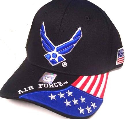 United States Air Force Hat Wings w/Flag Bill-A04AIA26-BLK