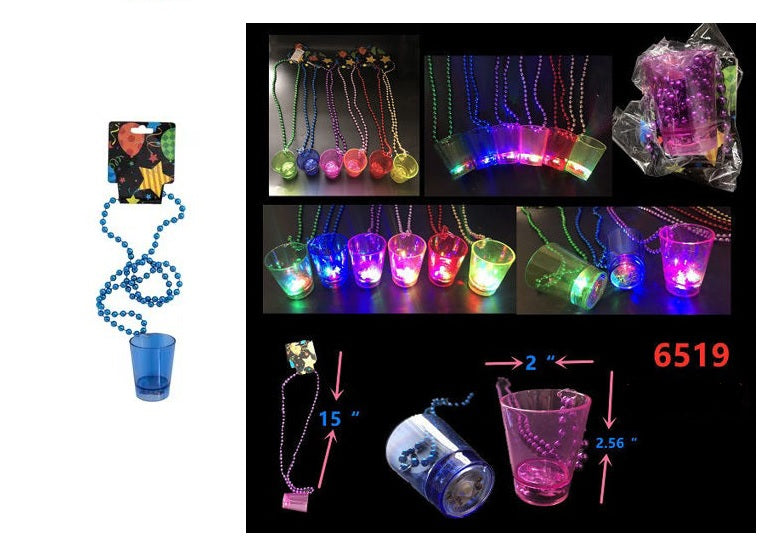 Light Up Shot Glass Necklace 6519 SOLD BY THE DOZEN