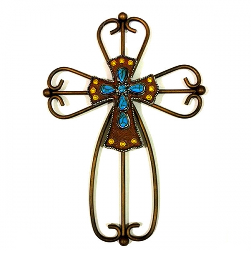 Texas Decor - Metal A17006 Turquoise Cross