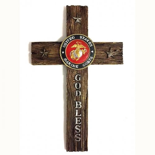 Texas Decor - Poly United States Marine Corps God Bless Cross