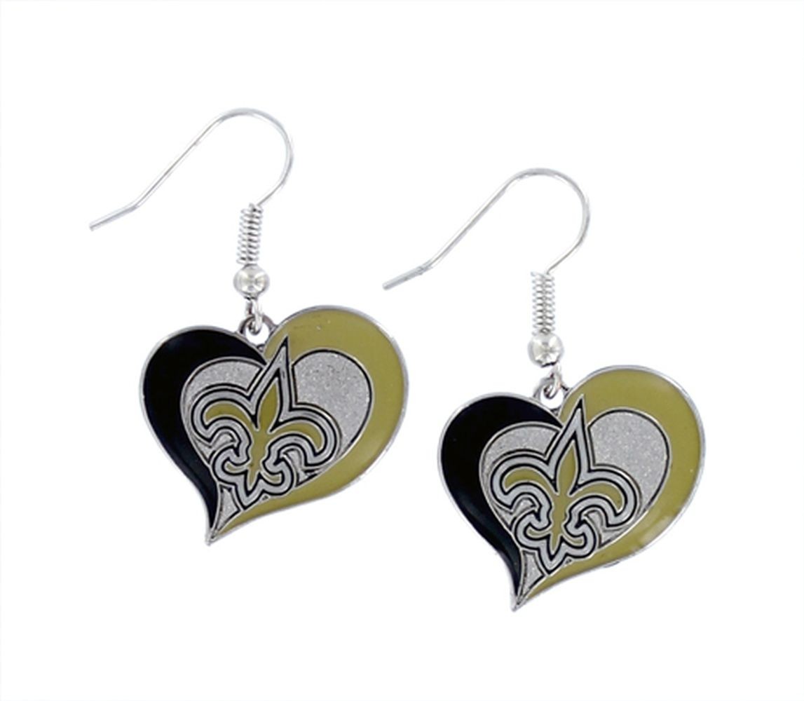 NFL New Orleans Saints Earrings Heart Swirl